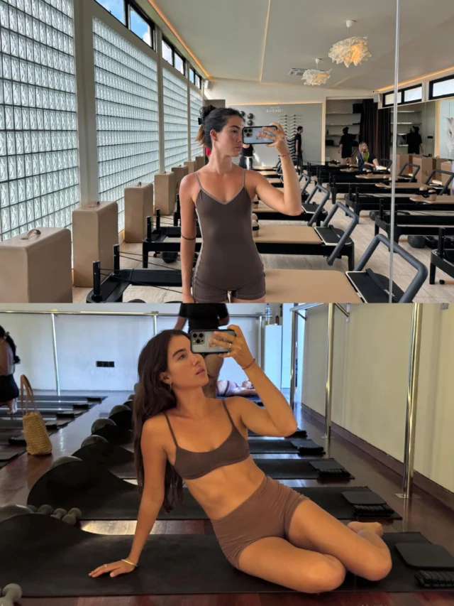 Mat & Reformer. Two studios, one burn.With our girl @alessiamarietti 🖤