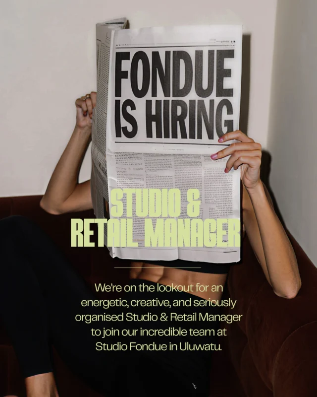 💥 We’re Hiring || Studio & Retail Manager 💥We’re on the lookout for an energetic, creative, and seriously organised Studio & Retail Manager to join our incredible team here at Studio Fondue.You’ll help manage the daily flow of our Pilates studio, while also supporting our expanding retail space and in-house activewear label. Think: visual merchandising, design input, and production coordination, all wrapped into one stylish, hands-on role.If you think this could be you, we’d love to hear from you.Email your CV and Cover Letter through to:info@studio-fondue.comFull-time | On Site at our Bali office
Expat applicants welcome*no applications will be accepted through DM’s#hiring #studiomanager #balijobs #retailmanager