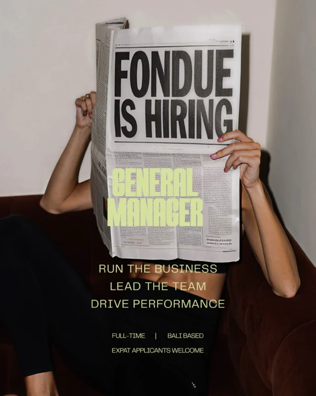 🤎 FONDUE IS HIRING | GENERAL MANAGER 🤎We’re on the hunt for a General Manager to run the business, lead the team, and drive performance at Bali’s fastest-growing Pilates studio.This isn’t your average studio gig, think revenue ownership, team culture, retail growth, and real operational impact. If you’re commercially sharp, hands-on, and love a challenge as much as you love Pilates, we want to hear from you.📍 Full-time | Bali-based | Expat applicants welcomeSend your CV and a short intro to careers@studio-fondue.com with the subject ‘General Manager’#jobsinbali #hiring #generalmanagerbali #generalmanagerjob